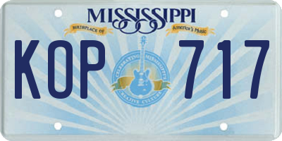 MS license plate KOP717