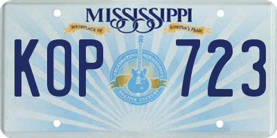 MS license plate KOP723