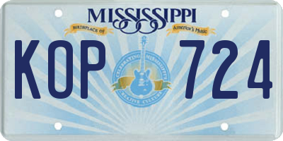 MS license plate KOP724