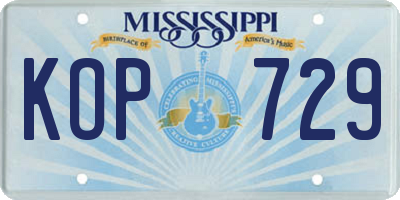 MS license plate KOP729