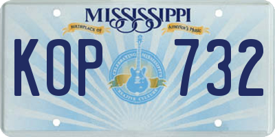 MS license plate KOP732