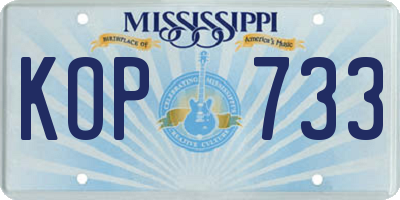 MS license plate KOP733