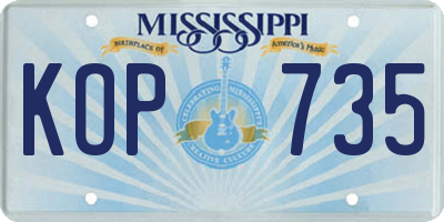 MS license plate KOP735