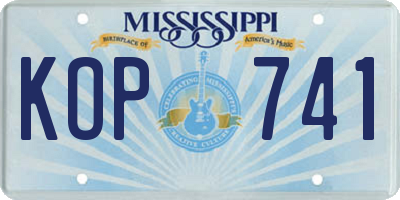 MS license plate KOP741
