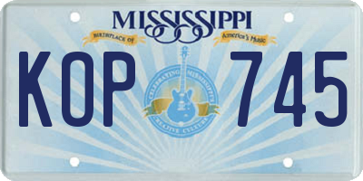 MS license plate KOP745