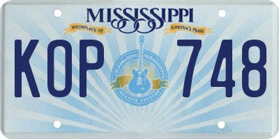 MS license plate KOP748