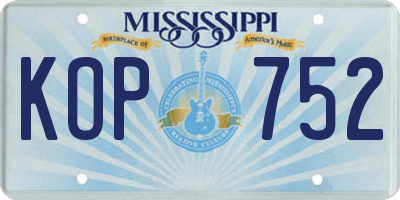 MS license plate KOP752