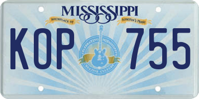 MS license plate KOP755