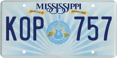 MS license plate KOP757
