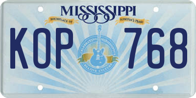 MS license plate KOP768