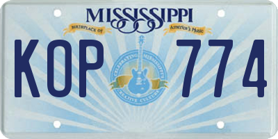 MS license plate KOP774