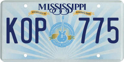 MS license plate KOP775