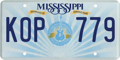 MS license plate KOP779