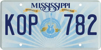 MS license plate KOP782