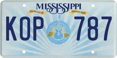 MS license plate KOP787