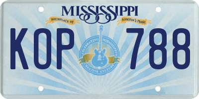 MS license plate KOP788