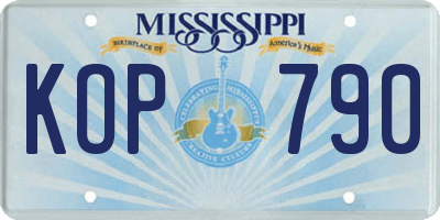 MS license plate KOP790