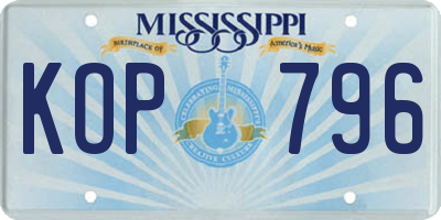 MS license plate KOP796