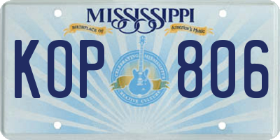 MS license plate KOP806
