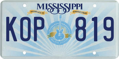 MS license plate KOP819