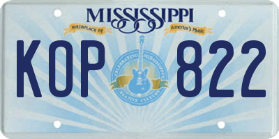 MS license plate KOP822