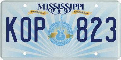 MS license plate KOP823