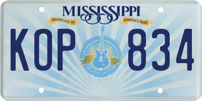 MS license plate KOP834
