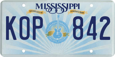 MS license plate KOP842