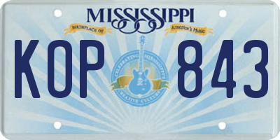 MS license plate KOP843