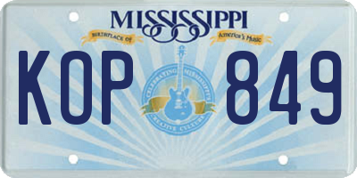 MS license plate KOP849