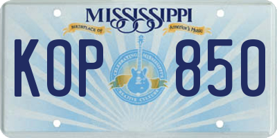 MS license plate KOP850