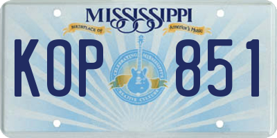 MS license plate KOP851