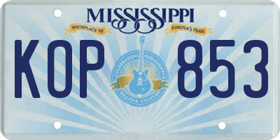 MS license plate KOP853