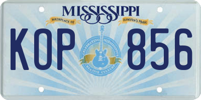 MS license plate KOP856