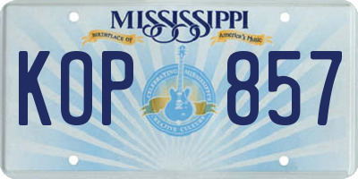 MS license plate KOP857