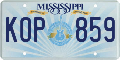 MS license plate KOP859