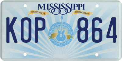 MS license plate KOP864