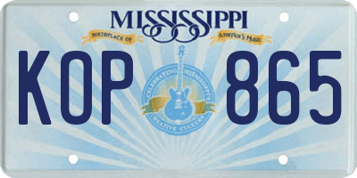 MS license plate KOP865