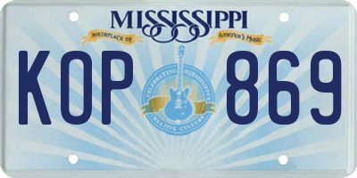 MS license plate KOP869