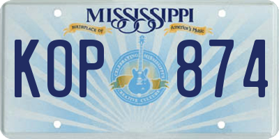 MS license plate KOP874