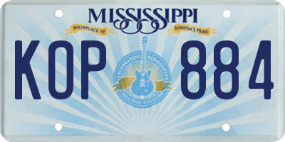 MS license plate KOP884