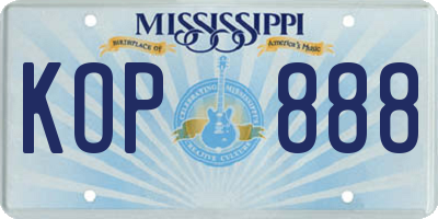 MS license plate KOP888