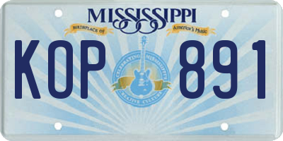 MS license plate KOP891