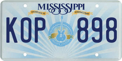 MS license plate KOP898
