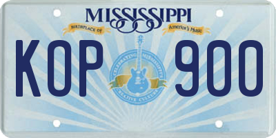 MS license plate KOP900