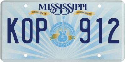 MS license plate KOP912