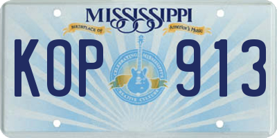 MS license plate KOP913