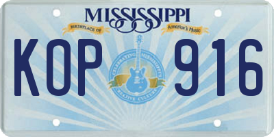 MS license plate KOP916