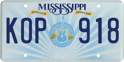 MS license plate KOP918