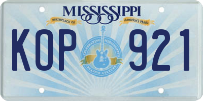 MS license plate KOP921